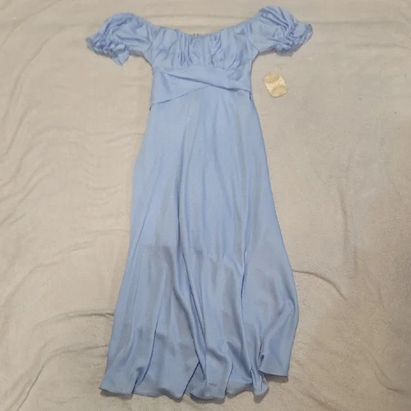 Altar'd State Light Blue Off-Shoulder Maxi Dress - Picture 1 of 8